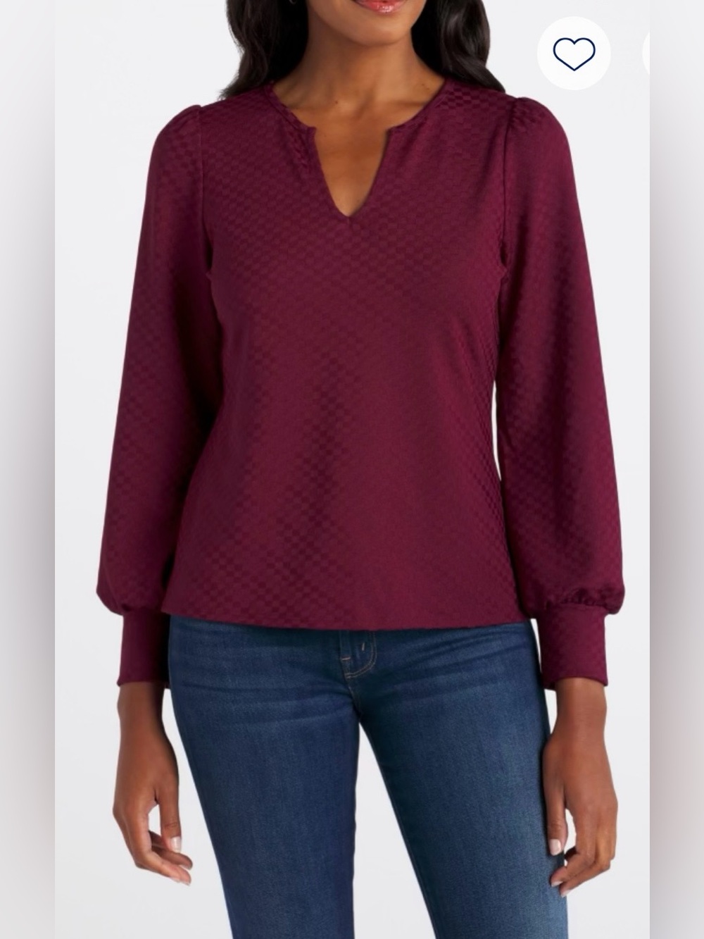 EUC Burgundy Blouse - Textured Material and a V-Neck